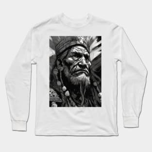 Ayahuasca And the Old Shaman Black and White Long Sleeve T-Shirt